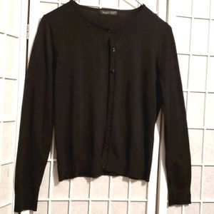 AUGUST SILK BLK BUTTON DOWN CARDIGAN SZ S